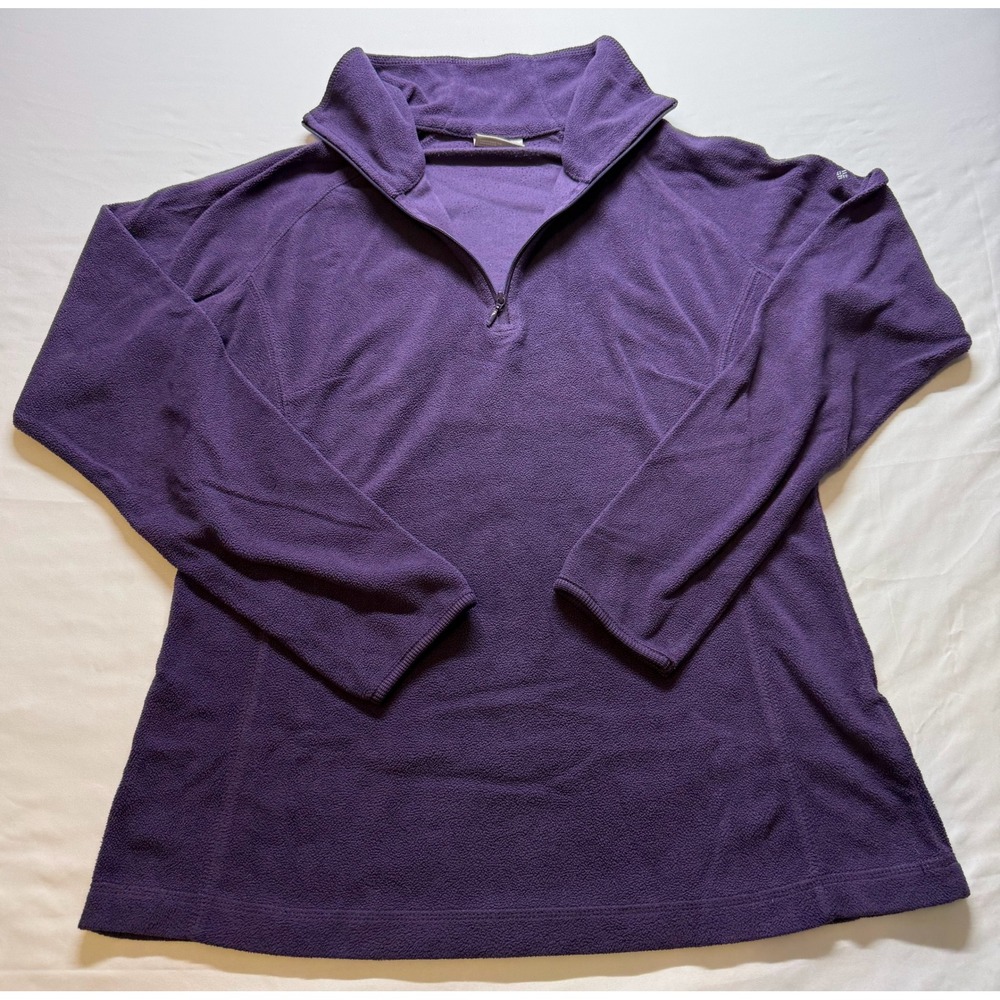 Columbia Fleece Pullover Womens Size M Purple Quarter Zip Long Sleeve Hiking
